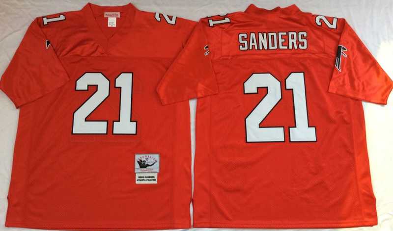 Falcons 21 Deion Sanders Red M&N Throwback Jersey->nfl m&n throwback->NFL Jersey